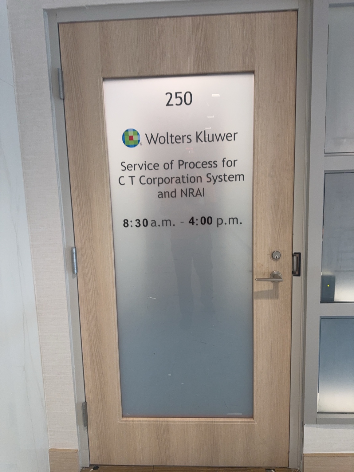 Suite 250 — CT Corporation System and NRAI signage